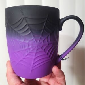 Halloween Cobwebs and Cauldrons Ombre Spiderweb Mug Purple